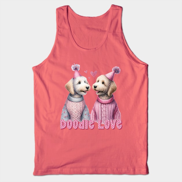 Doodle Love Two Romantic Labradoodles Couple for Valentine's Day Tank Top by Tintedturtles